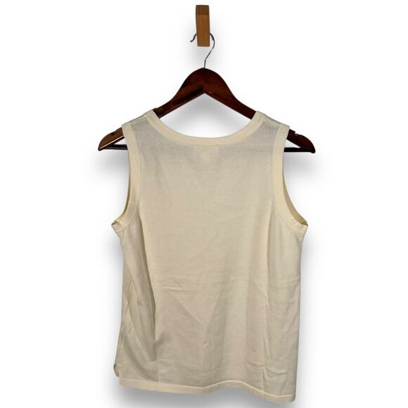 Belle by Kim Gravel Knit Tank High Neck Cream Modern Minimalist Summer Size M - Picture 4 of 8
